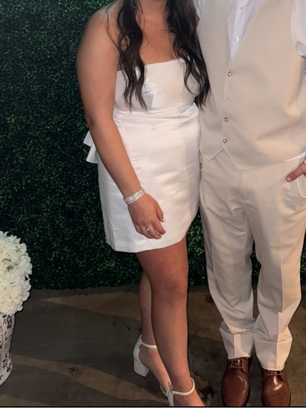 Strapless White Bow-Back Mini Dress - Picture 3 of 3